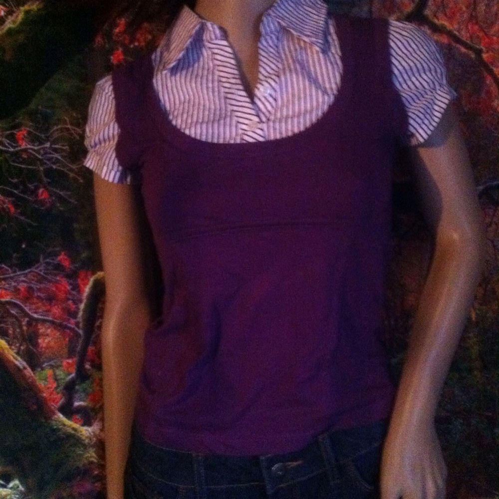 New red paint layer look button collar top small